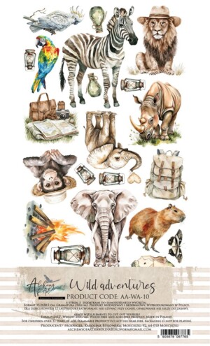 6x12 fussy cut scrapbooking paper set | wild adventure | 6 sheets | alchemy of art