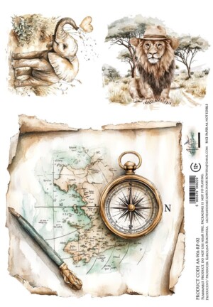 a4 rice paper for decoupage | wild adventure | 1 sheet | alchemy of art