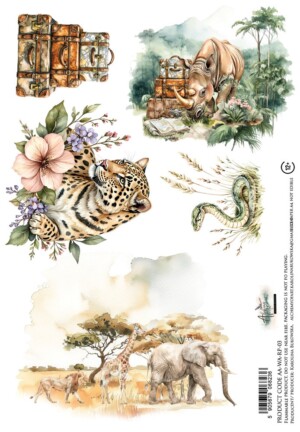 a4 rice paper for decoupage | wild adventure | 1 sheet | alchemy of art